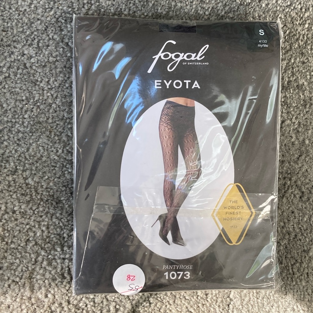 Women’s Fogal luxury black patterned tights. New. Never worn. Small size.